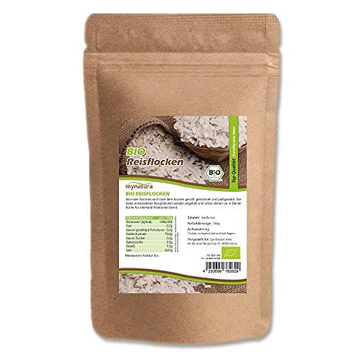 Mynatura Bio Reisflocken I Reis I Flocken I Pflanzlich I Naturprodukt I Müsli I Backen I Im Beutel (1000g)