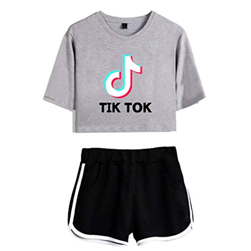FYPARF Conjunto De Camiseta De Mujer Tops Y Pantalones Cortos para Niñas Ropa Casual Ropa De Yoga para Correr Camiseta Deportiva para Deportes De Verano Y Ropa Deportiva De Manga Corta (L,J)