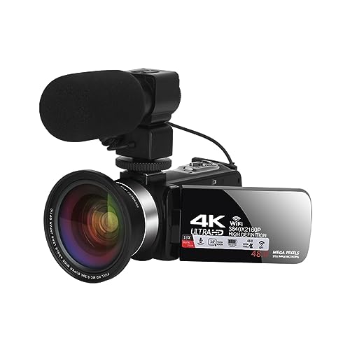 ThisgA Caméra Vidéo Caméras Vidéo UHD 4K Vlogging WiFi Streaming en Direct Webcam Caméscope Numérique Extérieur Enregistreur De Blogueur Portable Multifonctionnel (Color : 32G SD Card, Size : 3)