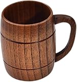 Gcljlmy Holz-Bierkrug, Wasser-Teetasse, vielseitiger Trinkbecher, einfacher Stabiler, fassförmiger...
