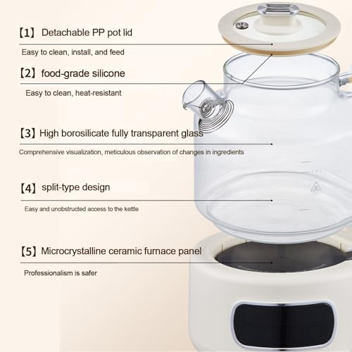 Tetera eléctrica multifuncional 1.2L blanca miniatura 3