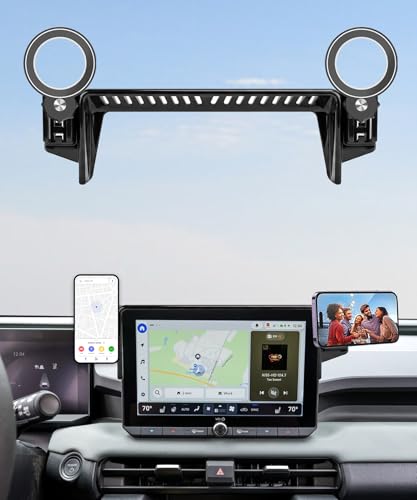 Image of Car Phone Holder for 2026 Toyota RAV4 /RAV4 Hybrid 10.5 inch Screen Accessories | MagSafe Strong Magnetic Clip Cell Phone Mount, 360 Rotatable Hands-Free Holder, Not Block Air Vents