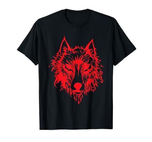 Rojo Fenrir lobo nórdico Odin Walhall nórdico Mjolnir Camiseta