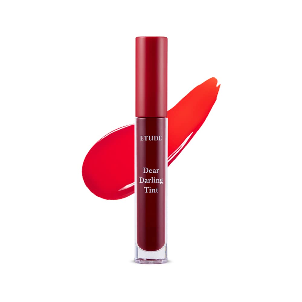 ETUDE Dear Darling Water Gel Tint for Eyes, Lips & Cheeks Luminous Finish| Long Lasting, Waterproof, Smudgeproof|Korean Makeup| OR204- Cherry Red, 5g