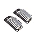 SWACC 100 Pcs U Shape Metailic Snap Clips ins for Hair Extension Hairpiece DIY Snap-Comb Wig Clips with Rubber (Brown, 9-Teeth 6 Holes)