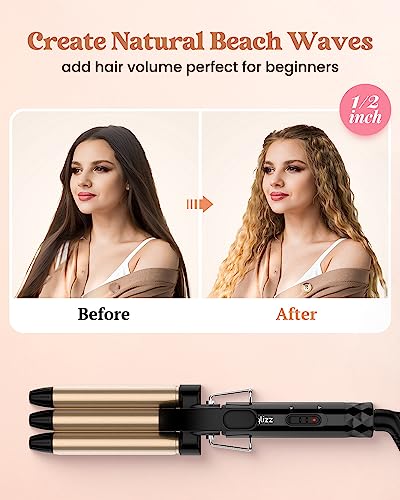 image for Mooqlizz Mini Hair Crimper, 1/2 Inch Beach Waves for Short Hair, Small