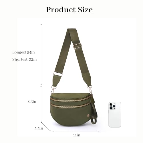 Image of Womens Crossbody Bag, Spacious Nylon Bum Bag Trendy Shoulder Purse with Adjustable Strap Zipped Travel Essentials