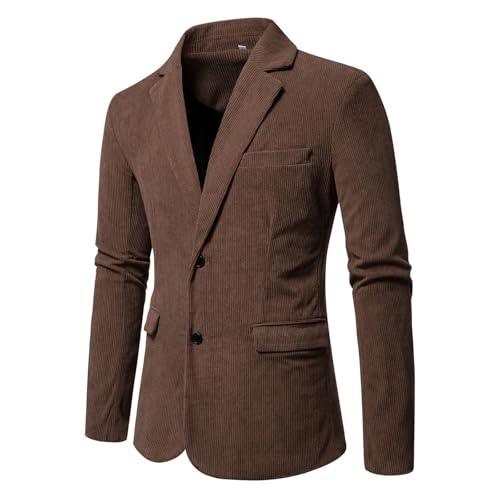 Men's Corduroy Suit Jackets Casual Textured Business Blazer Jackets Lightweight Single-Breasted Solid Color Suit Coat
