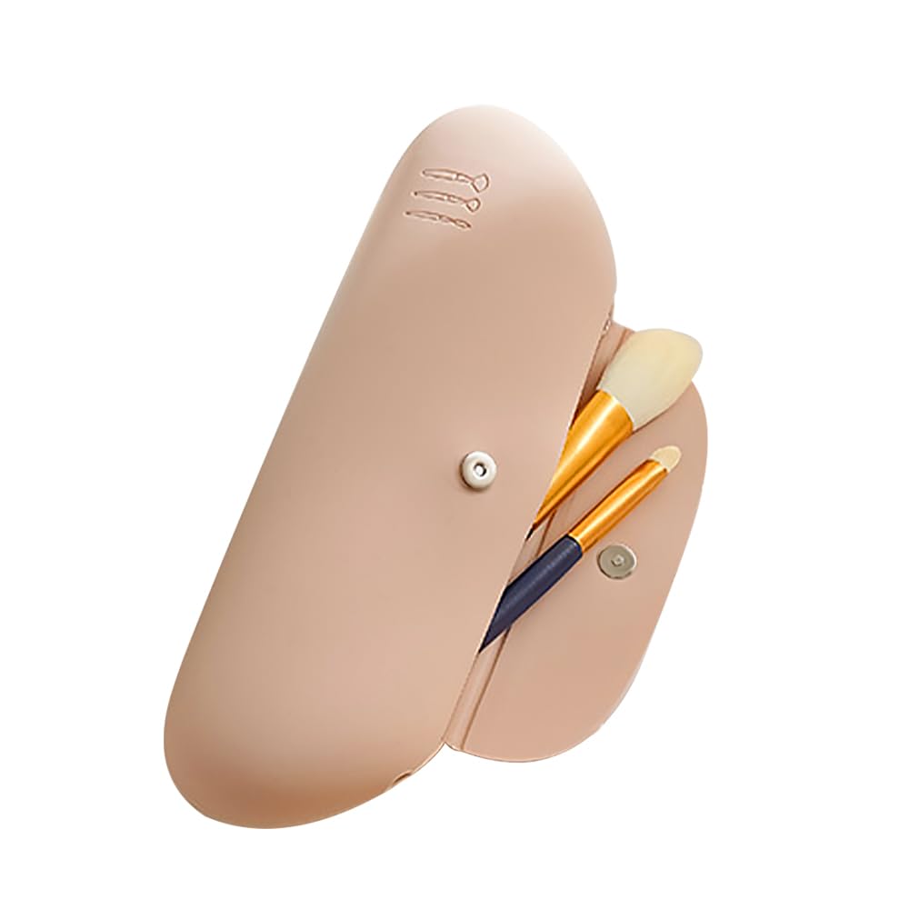 TUCANA Premium Travel Makeup Brush Holder with Magnetic Closure - Organize & Secure Your Brushes, Khaki, Nature