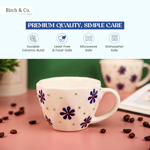 Image of Cups & Mugs - Coffee Mugs Set of 2 - Tea Cup - Ceramic Coffee Cup, Elegant Gift Pack, Microwave and Dishwasher Safe, Stylish Modern Design for Home & Office,BlueBrew Cup