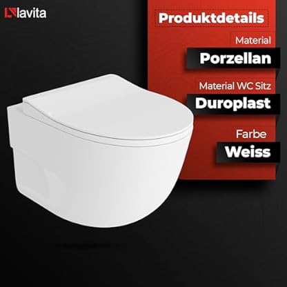 Lavita LAV 101 Vorwandelement für WC 40cm + Wand Hänge Tiefspül WC ROTO Weiß Spülrandlos + Bedienplatte LAV 200.4.1 Weiß + WC Absenkautomatik Sitz Set Unterputz Spülkasten Toilette Komplett Sett WC – Bild 7