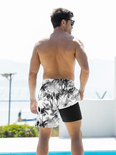 Goodstoworld Men's Funny Swim Trunks with Compression Liner 2 in 1 Quick-Dry 9" Stretch Shorts with Three Pockets4