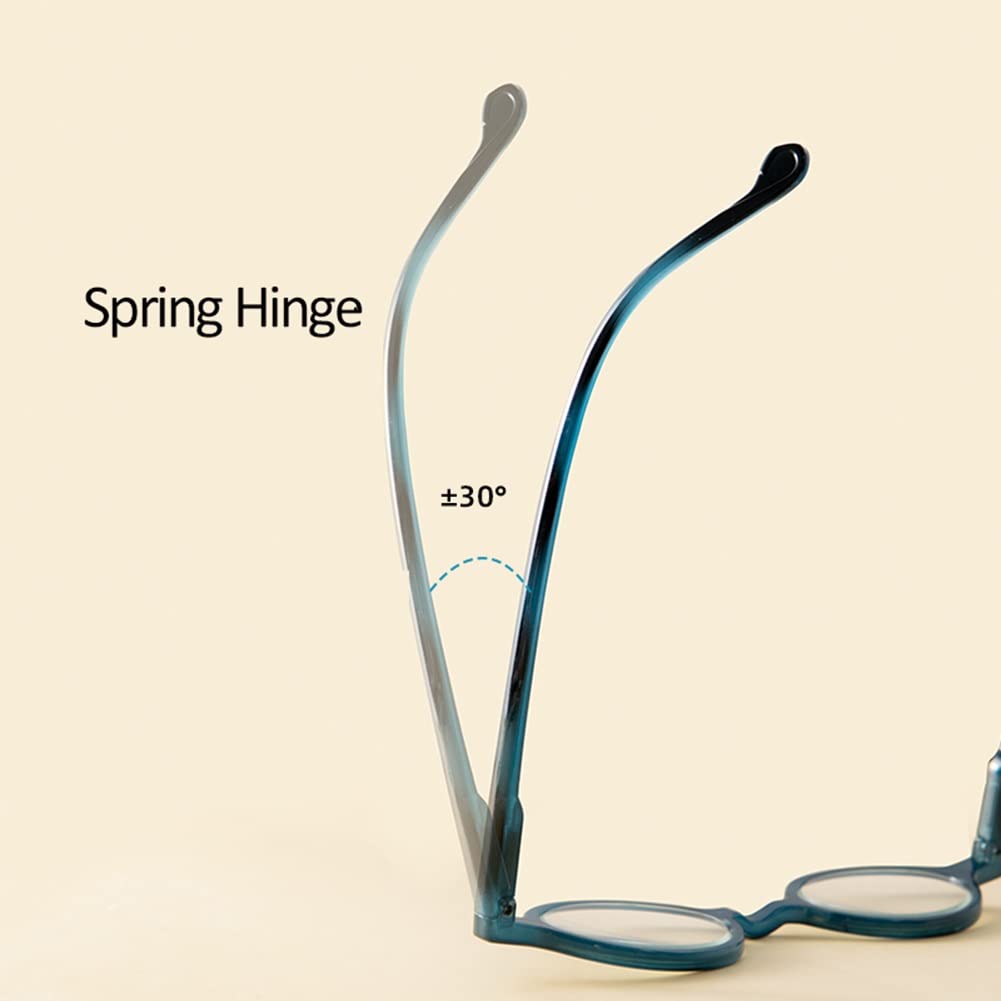 Retro Małe Okrągłe Okulary Do Czytania Blokujące Niebieskie Światło, Damskie Męskie Okulary Do Czytania Ze Sprężynowymi Zawiasami Bookworm/Blue/1.5