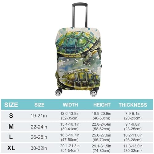 Two Turtles Watercolor Splash Printed Luggage Cover Protector, Fits 18-32 Inch Luggage2
