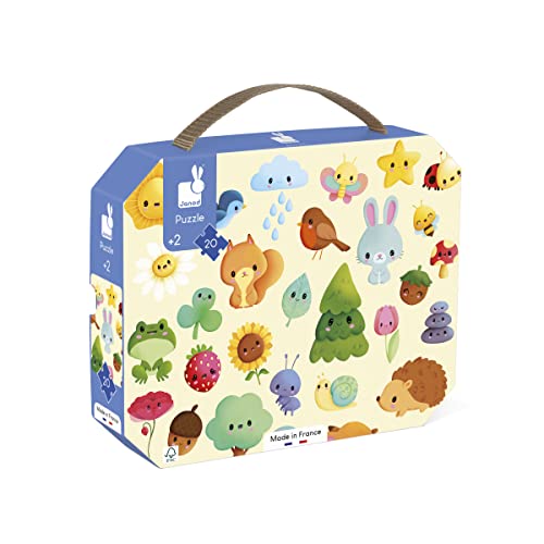 Janod - Nature-Themed Picture Puzzle - Children’s 20-Piece FSC Cardboard Puzzle - Easy to Store - Made in France - 24 Months +, J02574