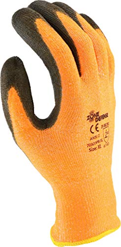 West Chester Zone Defense 703Copb Hppe Shell Gloves – [Pack Of 12] Orange, Large, Black Polyurethane Palm Gloves, Level 2 #TOP4