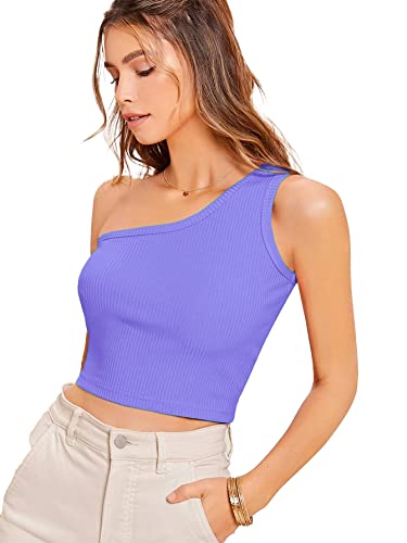 Image of Istyle Can Women's & Girls' Solid Square Neck Ribbed /Knitted Sleeveless Single Shoulder Stretchable Slim Fit Crop Tank Top