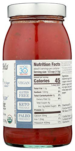 ORGANICO BELLO Organic Delicate Recipe Pasta Sauce, 25 OZ