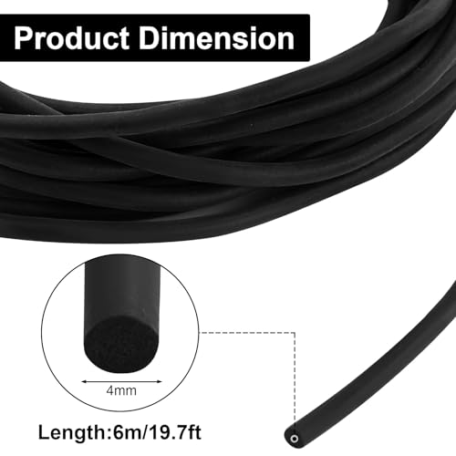 6 Meter Fugen Dichtschnur, Ø 4mm Dichtung Schaum Rundschnur, EPDM Runde Dichtschnur für Fugen, Schwarz Fugendichtschnur, Fugenfüllprofil für die Nahtdichtung von Türen und Fenstern, Wänden und Decken