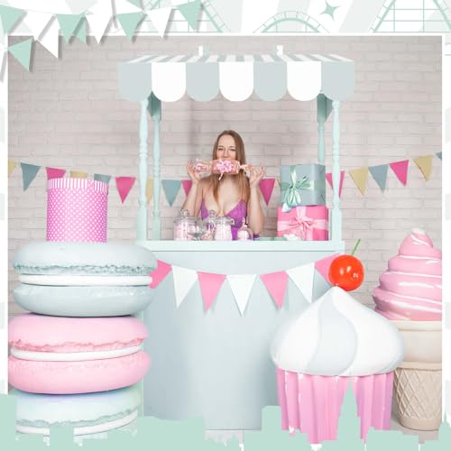 Image of Tallew 4 Pcs 3D Circus Awning Wall Decoration Farmers Market Party Decorations Carnival Awning for Halloween Carnival Theme Party Classroom Decorations (Gray and White)