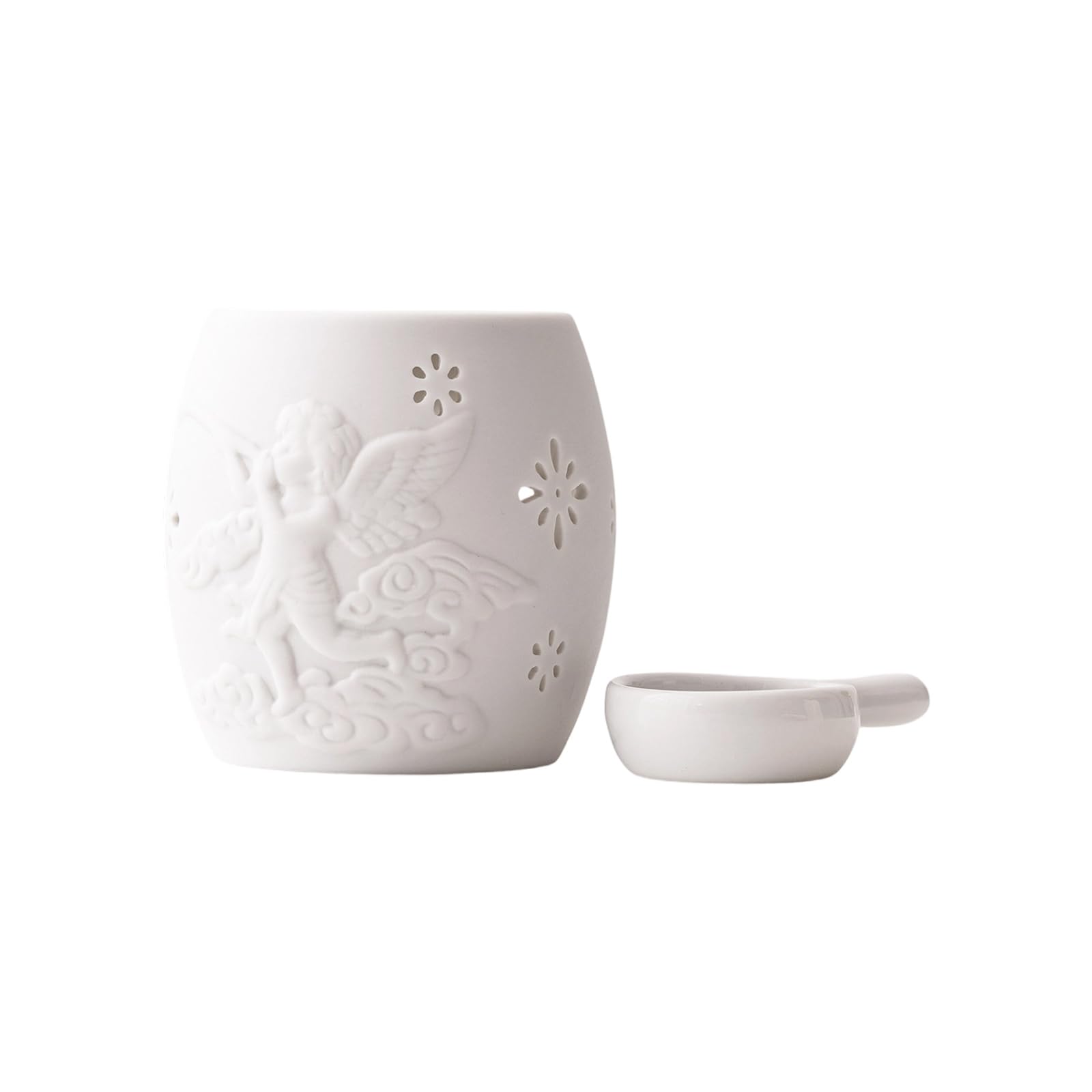 Buxuaaaa Handcrafts Ceramic Scent Burners with 3D Embossing Designs Scent Burners for Essential Oil and Meditating Decors Ceramic Diffusers Featuring Lovely