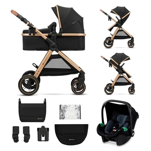 Kinderkraft ESME Trio passeggino neonati 3 in 1 fino 26 kg, con Ovetto I-SIZE 40-75 cm, Carrozzina reversibile fronte mamma e strada, Pieghevole, Nero