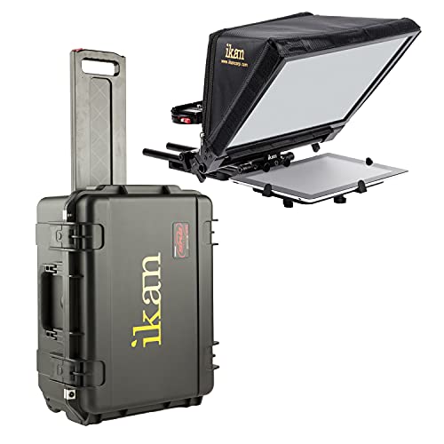 Ikan Elite Generation 2 Universal Large Tablet Teleprompter for Surface Pro & Ipad Pro, Beam Splitter 70/30 Glass w/Rolling Case (PT-ELITE-V2-TK) - Black