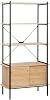 Retro 4 Raflı Sürgü Kapaklı Metal Kitaplık - Ceviz/Siyah 80x163x40 cm