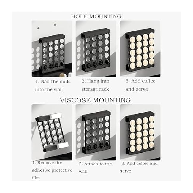 Coffee Pod Storage Rack Holds 20 Pods, 32x24.5x4.2cm Countertop Holder for Kitchen Coffee Bar(Black)