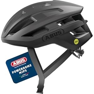 ABUS Rennradhelm PowerDome MIPS - leichter Fahrradhelm mit cleverem Belüftungssystem und Aufprallschutz - Made in Italy - für Damen und Herren - Schwarz, Größe M