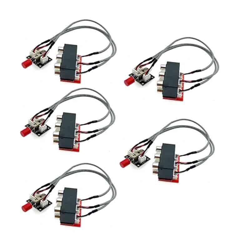 5 modules 2 way audio signal switch button type sound source input signal input non-common mechanical switch type (with 0.5m cable)