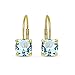 Light Blue Earrings for Women 7x7mm Cushion-Cut Yellow Flashed Sterling Silver Genuine Blue Topaz Leverbacks Gold Drop Earring Bridesmaids Birthday Fashion Trendy