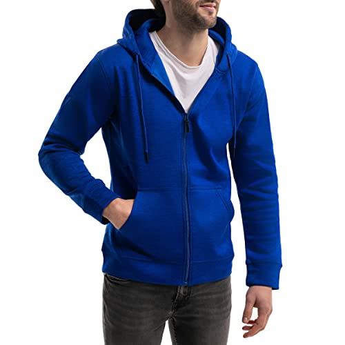 Mio Marino Premium Zip Hoodie für Herren mit glattem, seidenmattem Finish & kuscheligem Fleece-Innenfutter - Herrenpullover mit Kapuze, Academy Blue, Large Cover