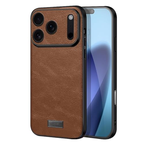 Coque iPhone 17 Pro Max en cuir synthétique marron et TPU antichoc