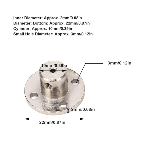 Flanschkupplungsverbinder, 5 Stück 2mm/0,08 Zoll Flanschwellenachse Anschlüsse Kupplungswellen Befestigungsnabe Stahlflansch Führungswellenkupplung für DIY RC Modellmotoren Hardware Formen Mechanik