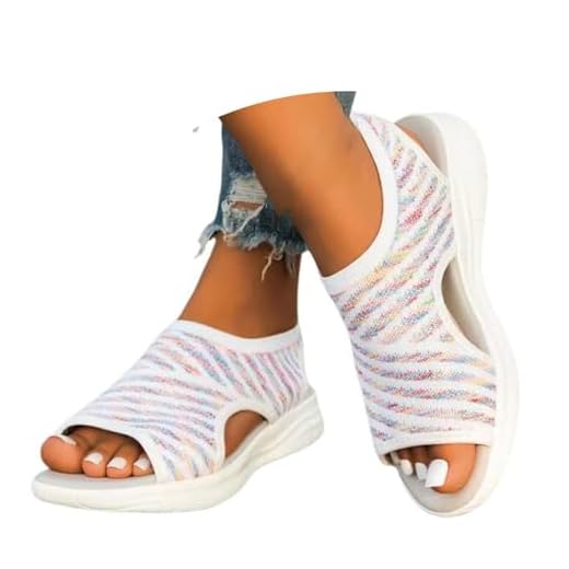 Gesundheitsschuhe Damen - Bequem Waschbare Slingback Wandern Slides Sandals mit Weiche Fussbett - Outdoor Wassersandalen Casual Strick Plateau Sandalen Sommerschuhe Frauen