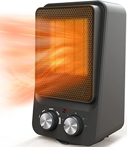 Small Space Heater Electric Ceramic Heater, Energy Efficient Mini Indoor Portable Heater with Tip-Over and Overheat Protection, Desk Quiet Space Heater for Bedroom, Office, Livingroom use (Black)