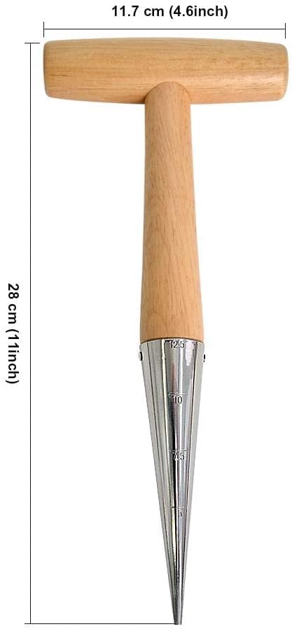 Gardtech Hand Dibber with Wooden Handle, Chrome Coated Stainless Steel Head - Lightweight Sturdy Hand Held Bulb Planter for Tulip Daffodil Crocus Garden Tool (Dibber)