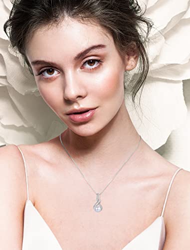 Dickbe Pearl Necklaces For Women With Infinity Design Pearl Pendant Necklace Sterling Silver Box Chain Single Pearl Necklace Jewelry Gifts For Christmas Anniversary Wedding (Style C) #TOP5