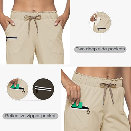 Haowind Joggers For Women With Pockets Elastic Waist Workout Sport Gym Pants Comfy Lounge Yoga Running Pants(Khaki M) #TOP4