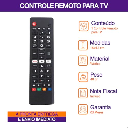Controle Remoto Compatível Com Smart TV LG TODOS OS MODELOS LCD LED 3D HDTV Smart Hub Tecla Prime e