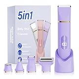 Afeitadora eléctrica 5 en 1 para mujer, recortadora íntima, recortadora de bikini, maquinilla de afeitar femenina para cara, piernas, axilas y zona púbica, impermeable (Lila)