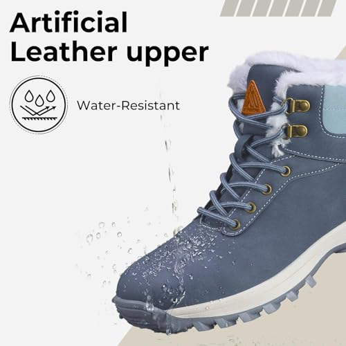 Image of Mishansha Men's Waterproof Snow Boots, Warm Winter Boots | Insulated Faux Fur Lined, Lace-Up Fit and Non-Slip Sole, Cold Weather Hiking Boots For Outdoor Walking, Camping, Trekking