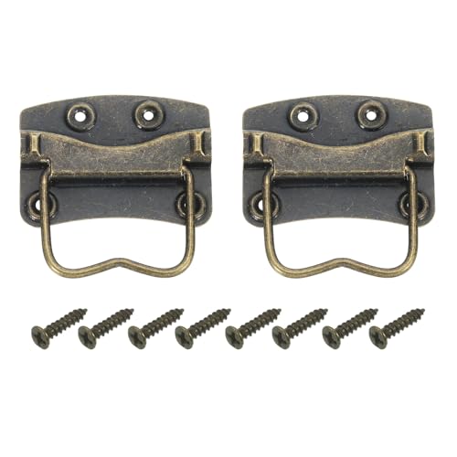 QUARKZMAN 2 Poignées pour Coffre, 53 x 37mm Anneau Latéral de Levage, Poignées Métal Peint pour Boîte en Bois avec Vis pour Malle à Outils Tiroir Maison,...