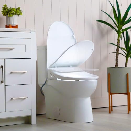 Image of ALPHA BIDET UXA Pearl Auto Bidet Toilet Seat in Elongated White | Endless Warm Water | Automatic Lid and Seat | Arced Stainless Steel Nozzle | LED Nightlight | Dryer | Deodorizer | 3 Year Warranty
