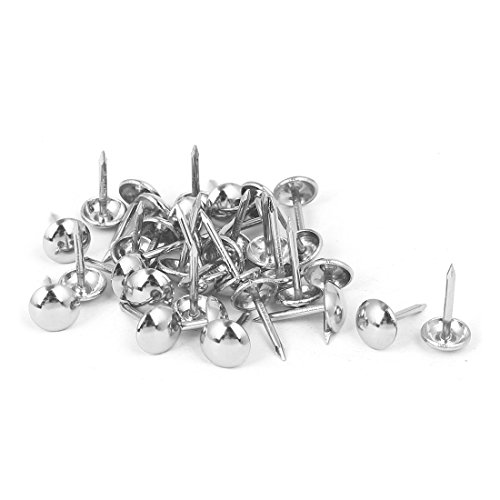 sourcing map 8mm Cabeza Diámetro 15mm Altura Tapicería Clavo Pulgar Tachuela Empuje Pasador Plata Tono 35 Piezas