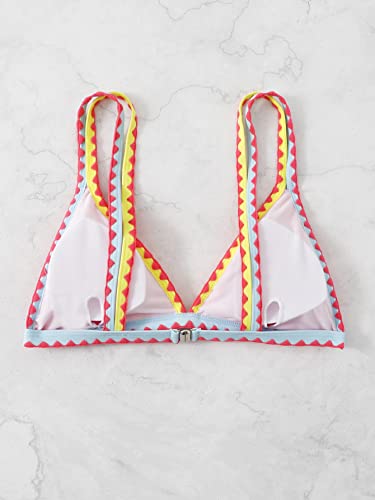 SOLY HUX Women's Triangle Bikini Top Spaghetti Strap Sexy Swimsuit Top Only2