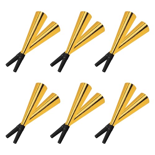 Beistle Sparking Gold Horns, Festive Party Horns, Noisemakers for Celebrations, Birthdays, NYE and Events, Pack of 12