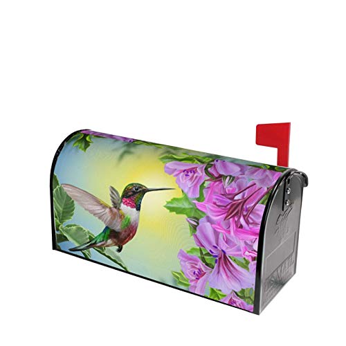 Abucaky Hummingbird Bird Mailbox Cover Magnetic Spring Pink Flowers Waterproof Mailbox Wraps Post Letter Box Decor 21X18 In #TOP2