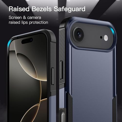 Image of KARWAN Rugged Matte Back Case Cover Compatible with iPhone 17Air Military Grade Drop Protection, Heavy Duty Shockproof Hybrid TPU + PC, Anti Slip Grip, Dual Layer Camera Protection, Blue